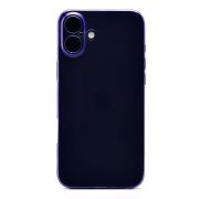 Чехол iPh 16 Plus силикон с защитой камеры прозрачный/фиолетовый