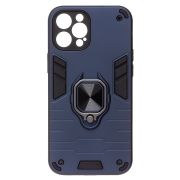 Чехол iPh 12 Pro Max противоударный комбинированный с кольцом синий