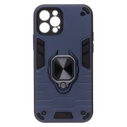 Чехол iPh 12 Pro противоударный комбинированный с кольцом синий