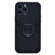 Чехол iPh 13 Pro Max противоударный комбинированный с кольцом чёрный