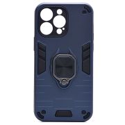 Чехол iPh 14 Pro Max противоударный комбинированный с кольцом синий