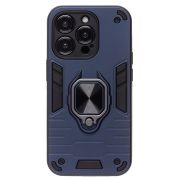 Чехол iPh 14 Pro противоударный комбинированный с кольцом синий