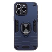 Чехол iPh 16 Pro Max противоударный комбинированный с кольцом синий