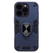 Чехол iPh 16 Pro противоударный комбинированный с кольцом синий