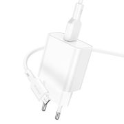 Адаптер Сетевой с кабелем Micro USB - Borofone BA72A, 1USB/3A/QC3.0 белый