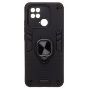 Чехол Xiaomi Poco C40 противоударный комбинированный с кольцом чёрный