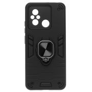 Чехол Xiaomi Poco C55/Redmi 12C противоударный комбинированный с кольцом чёрный