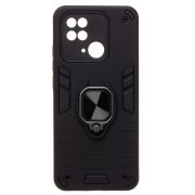 Чехол Xiaomi Redmi 10C противоударный комбинированный с кольцом чёрный