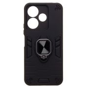 Чехол Xiaomi Redmi 13 4G противоударный комбинированный с кольцом чёрный