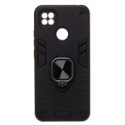 Чехол Xiaomi Redmi 9C/Redmi 10A противоударный комбинированный с кольцом чёрный