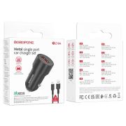 Адаптер Автомобильный с кабелем Micro USB - Borofone BZ19A, 1USB/3A/QC3.0 чёрный