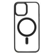 Чехол iPh 12 /iPh 12 Pro комбинирован с хромированными элементами с SafeMag чёрный