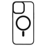 Чехол iPh 13 Pro Max комбинирован с хромированными элементами с SafeMag чёрный