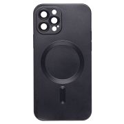 Чехол iPh 12 Pro комбинированный хром Matte с защитными линзами на камере и SafeMag чёрный