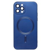 Чехол iPh 12 Pro комбинированный хром Matte с защитными линзами на камере и SafeMag синий