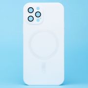 Чехол iPh 12 Pro комбинированный хром Matte с защитными линзами на камере и SafeMag белый
