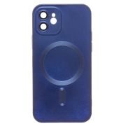 Чехол iPh 12 комбинированный хром Matte с защитными линзами на камере и SafeMag синий