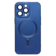 Чехол iPh 13 Pro комбинированный хром Matte с защитными линзами на камере и SafeMag синий