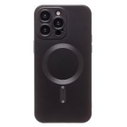 Чехол iPh 15 Pro Max комбинированный хром Matte с защитными линзами на камере и SafeMag чёрный