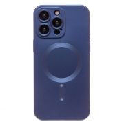 Чехол iPh 15 Pro Max комбинированный хром Matte с защитными линзами на камере и SafeMag синий