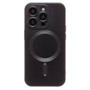 Чехол iPh 15 Pro комбинированный хром Matte с защитными линзами на камере и SafeMag чёрный