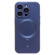 Чехол iPh 15 Pro комбинированный хром Matte с защитными линзами на камере и SafeMag синий