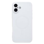 Чехол iPh 16 Plus комбинированный хром Matte с защитными линзами на камере и SafeMag белый