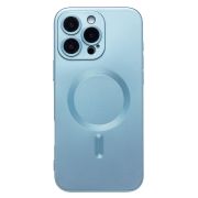 Чехол iPh 16 Pro Max комбинированный хром Matte с защитными линзами на камере и SafeMag синий