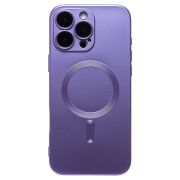 Чехол iPh 16 Pro Max комбинированный хром Matte с защитными линзами на камере и SafeMag фиолетовый