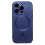 Чехол iPh 16 Pro комбинированный хром Matte с защитными линзами на камере и SafeMag синий