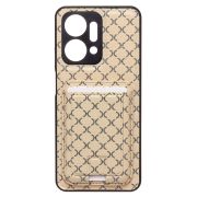 Чехол Honor X7a комбинированный текстиль с картхолдером белый