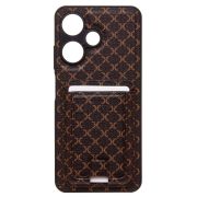 Чехол Infinix Hot 30i комбинированный текстиль с картхолдером коричневый