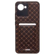 Чехол Realme C30 комбинированный текстиль с картхолдером коричневый