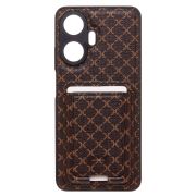Чехол Realme C55 комбинированный текстиль с картхолдером коричневый