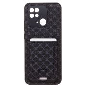 Чехол Xiaomi Redmi 10C комбинированный текстиль с картхолдером чёрный