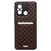 Чехол Xiaomi Redmi 12C/Poco C55 комбинированный текстиль с картхолдером коричневый