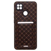 Чехол Xiaomi Redmi 9C комбинированный текстиль с картхолдером коричневый
