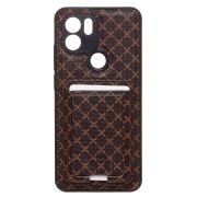 Чехол Xiaomi Redmi A1+/Poco C50 комбинированный текстиль с картхолдером коричневый