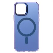 Чехол iPh 12 /iPh 12 Pro комбинирован с хромированными элементами с SafeMag синий