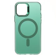 Чехол iPh 12 /iPh 12 Pro комбинирован с хромированными элементами с SafeMag зелёный