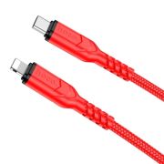 Кабель Type-C - Lightning Hoco X59, 3A/PD20W, D4.4мм, текстиль, 1м, красный