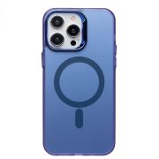Чехол iPh 14 Pro Max комбинирован с хромированными элементами с SafeMag синий