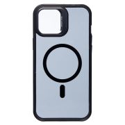 Чехол iPh 12 Pro Max пластик матовый комбинированный с экожей и SafeMag чёрный