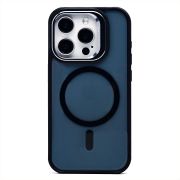 Чехол iPh 15 Pro пластик матовый комбинированный с экожей и SafeMag чёрный