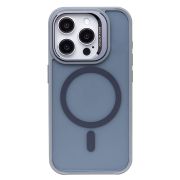 Чехол iPh 15 Pro пластик матовый комбинированный с экожей и SafeMag серый