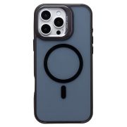 Чехол iPh 16 Pro Max пластик матовый комбинированный с экожей и SafeMag чёрный