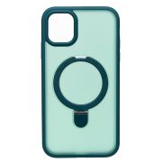 Чехол iPh 11 пластик с откидным кольцом с SafeMag зелёный