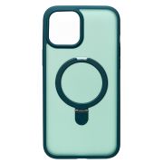 Чехол iPh 12 Pro Max пластик с откидным кольцом с SafeMag зелёный
