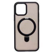 Чехол iPh 12 /iPh 12 Pro пластик с откидным кольцом с SafeMag чёрный