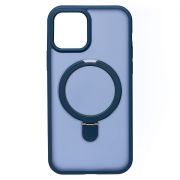 Чехол iPh 12 /iPh 12 Pro пластик с откидным кольцом с SafeMag синий